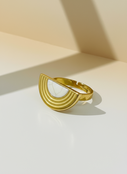 Gilded Crescent Adjustable Ring