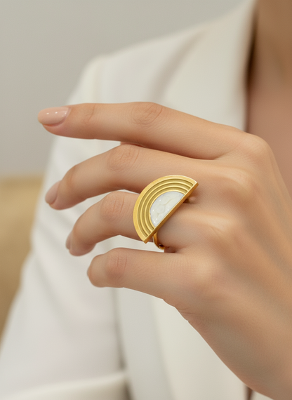 Gilded Crescent Adjustable Ring