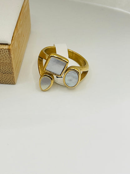 Abstract Trio Adjustable Ring
