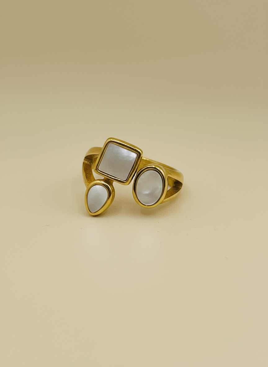 Abstract Trio Adjustable Ring
