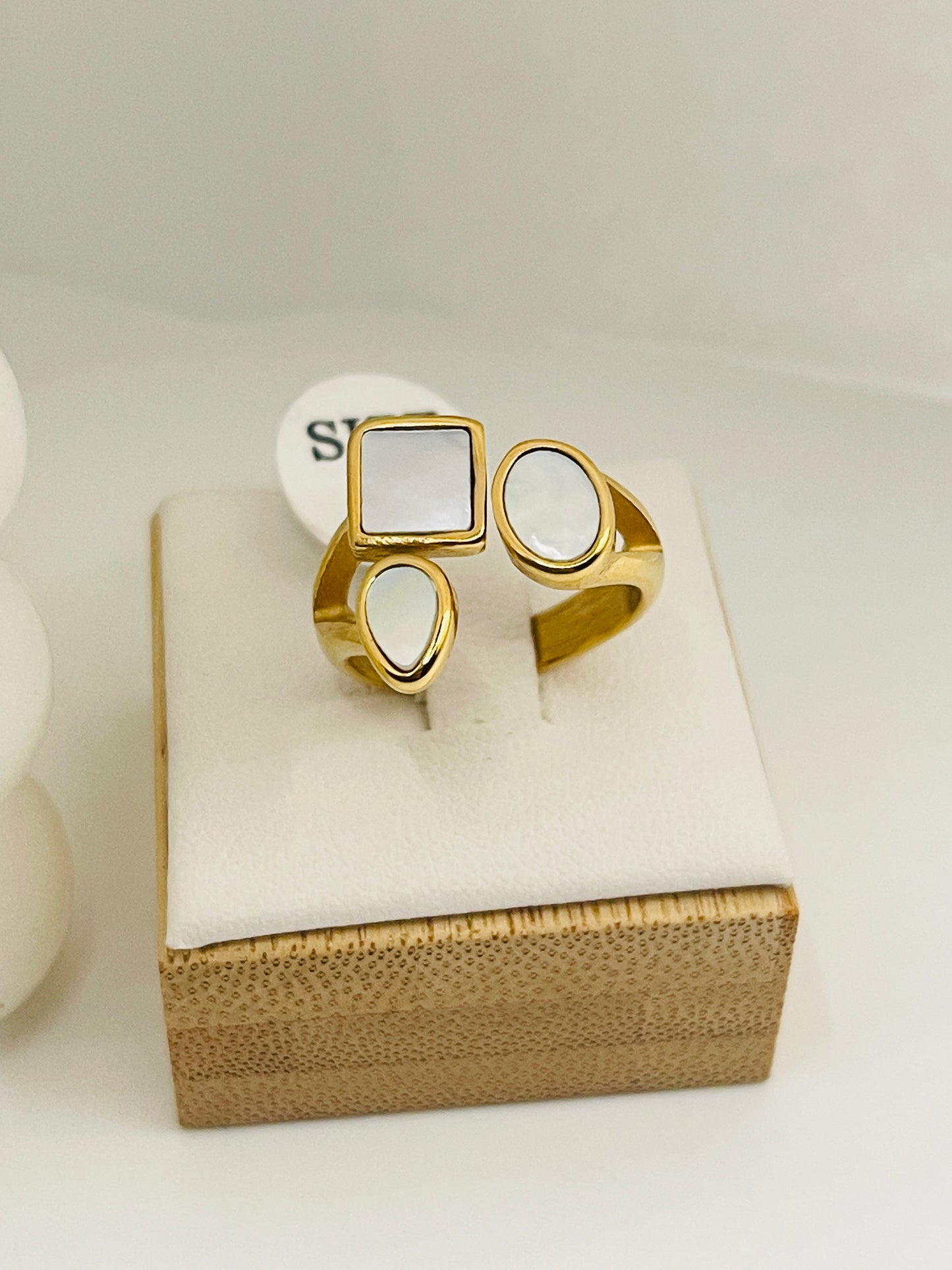 Abstract Trio Adjustable Ring