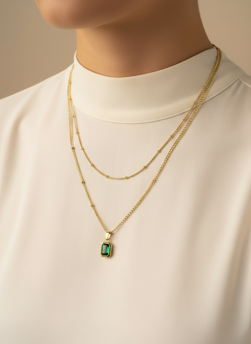 Emerald Layered necklace
