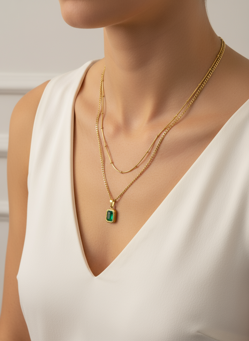 Emerald Layered necklace