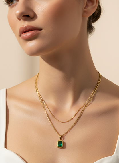 Emerald Layered necklace