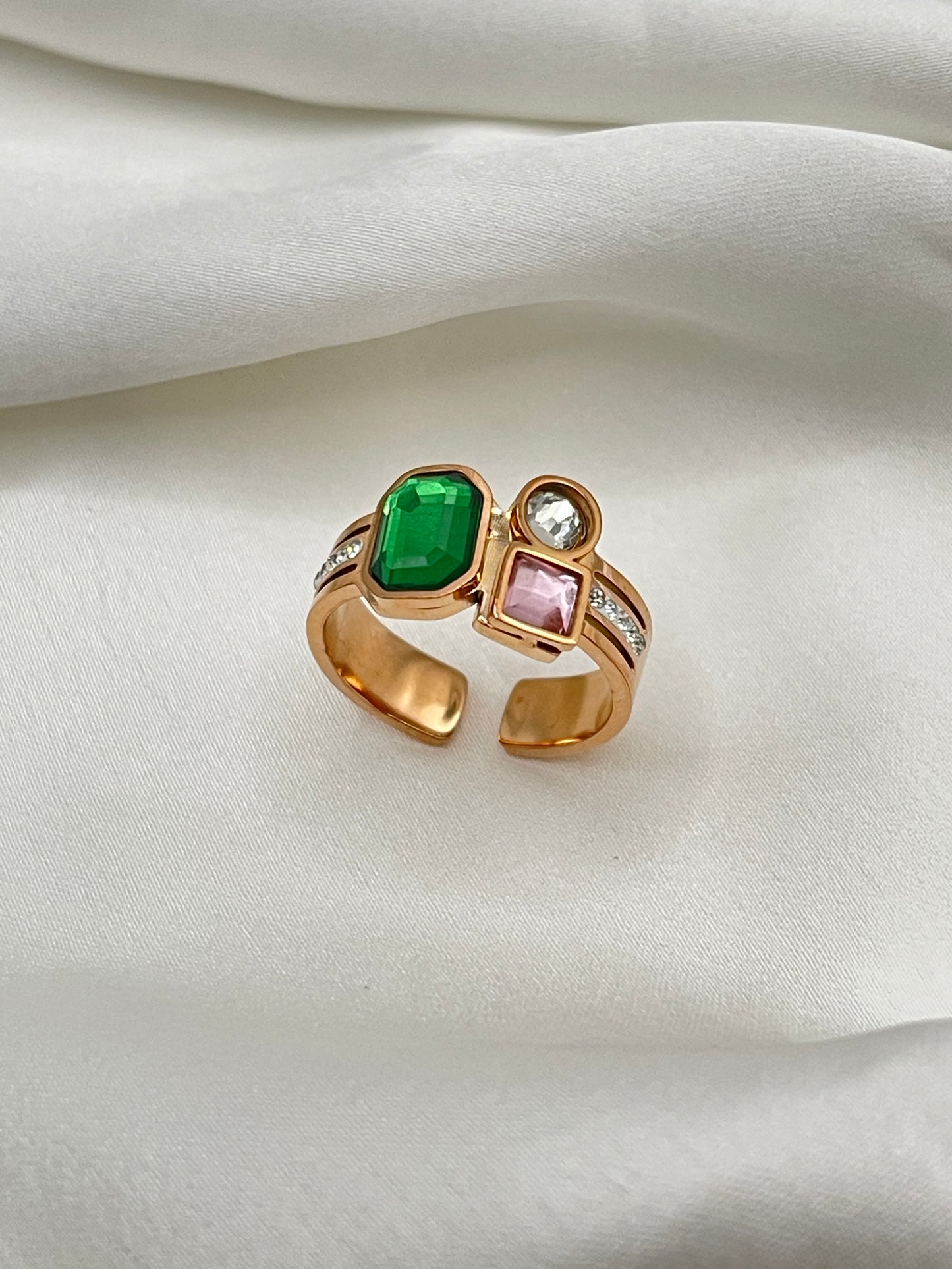 Rose Gold Multi-Stone Open Ring