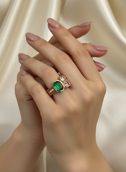 Rose Gold Multi-Stone Open Ring