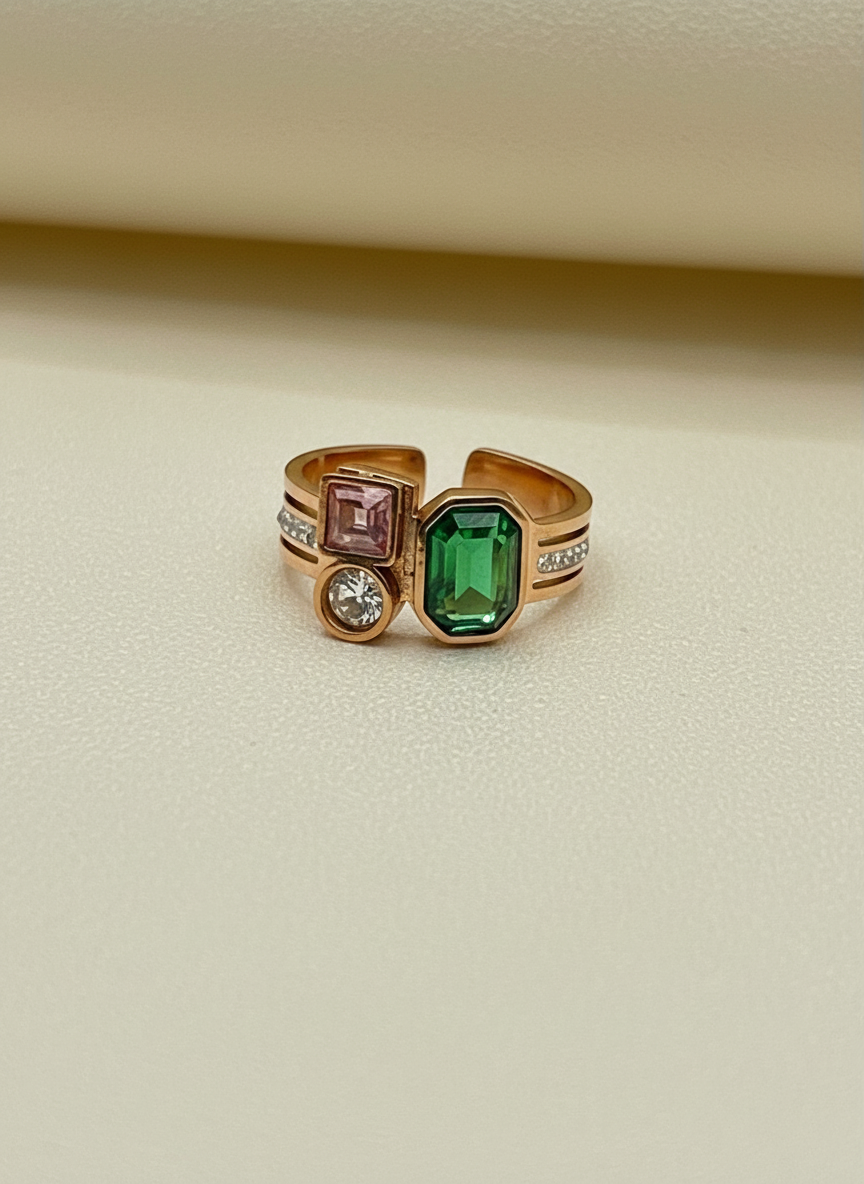Rose Gold Multi-Stone Open Ring