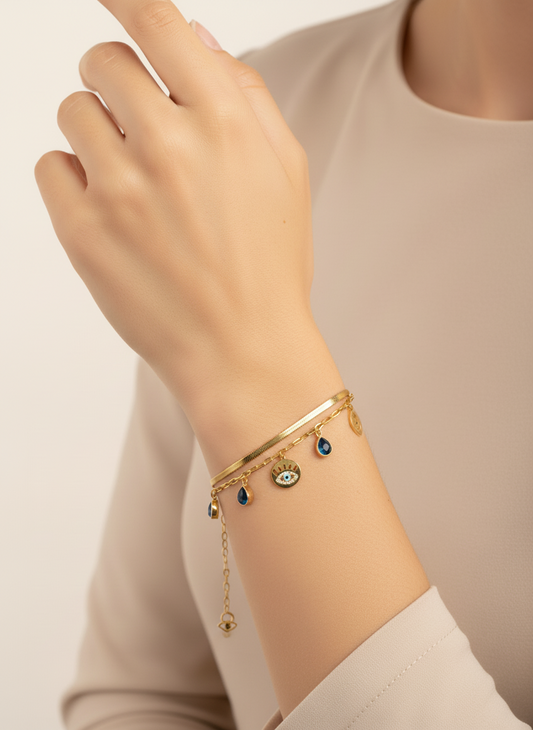 Evil Eye Double Layer Bracelet
