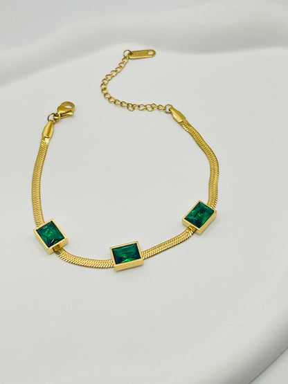 Emerald Snake Chain Bracelet