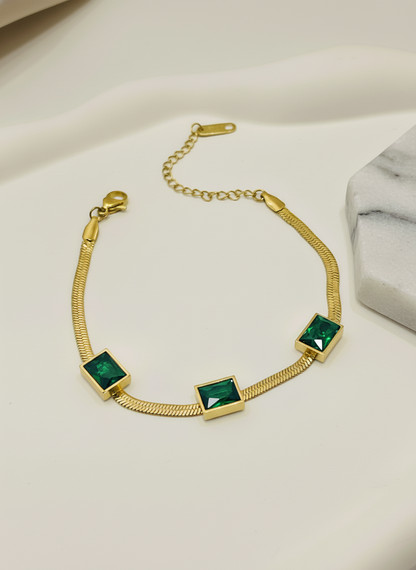 Emerald Snake Chain Bracelet