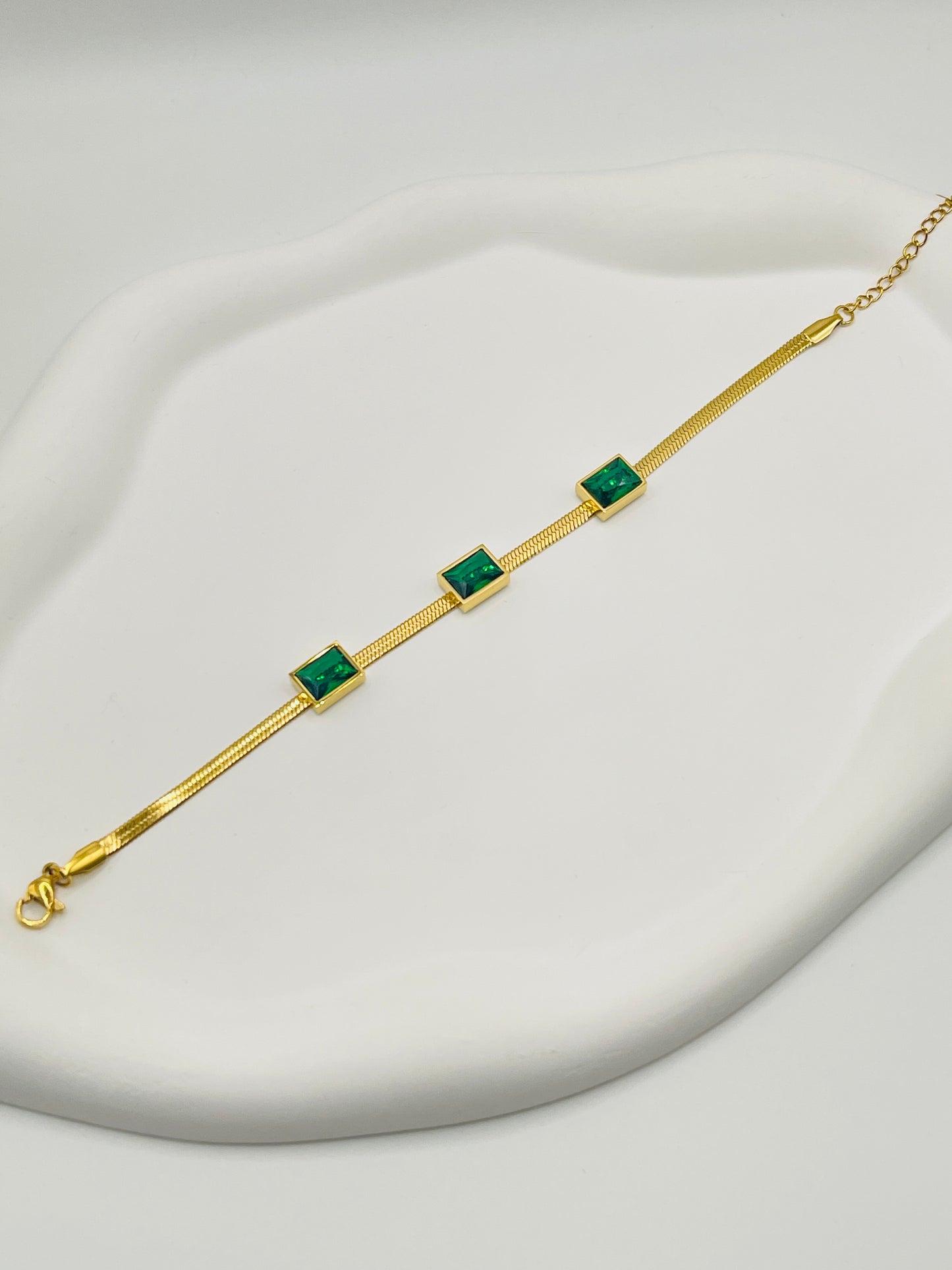 Emerald Snake Chain Bracelet