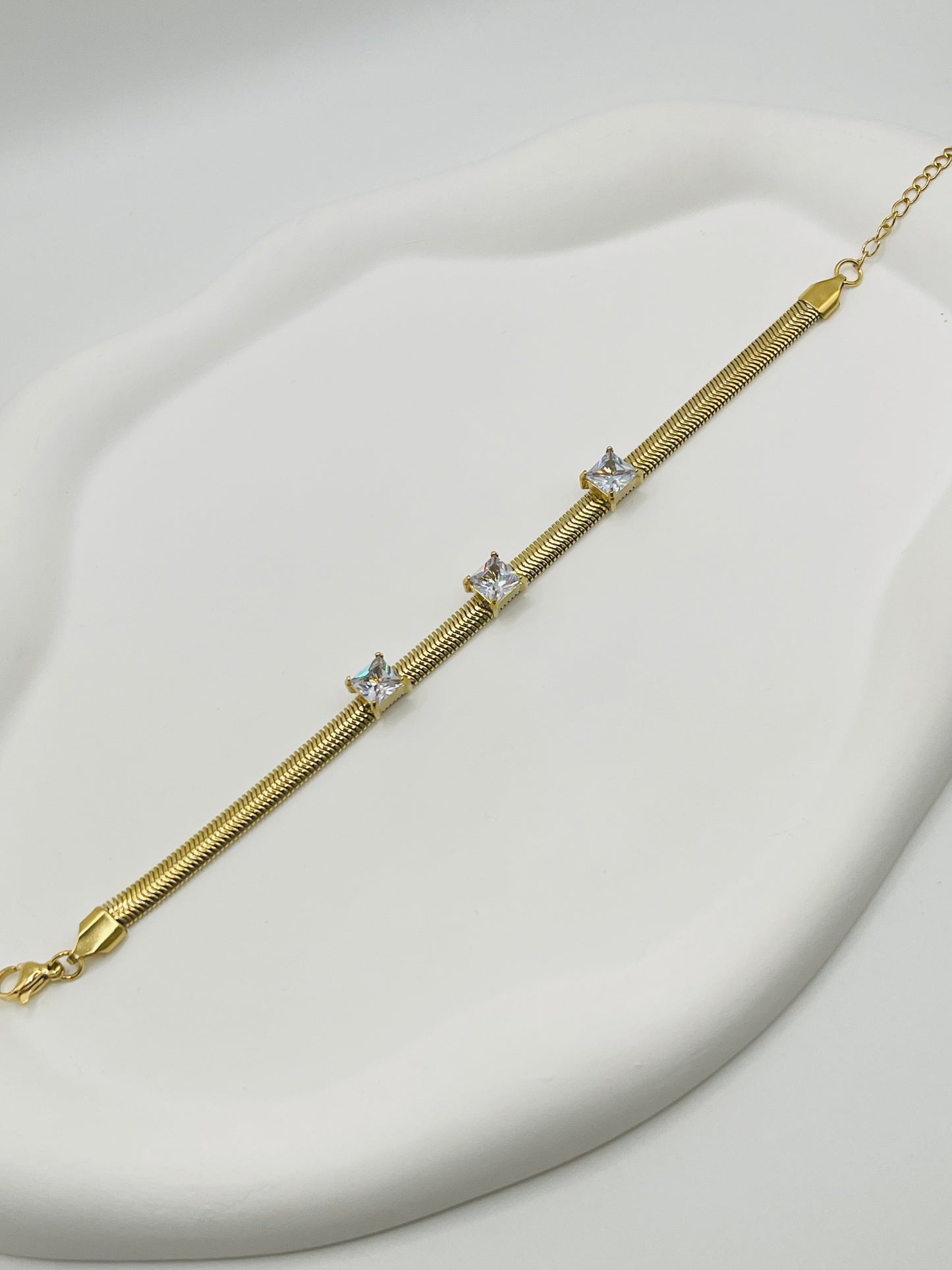 Princess Cut Pave Chain Bracelet