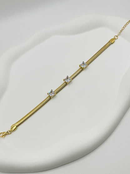 Princess Cut Pave Chain Bracelet