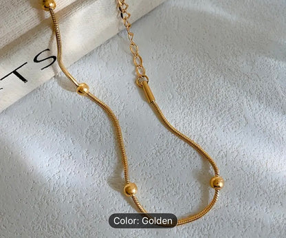 Minimalist Gold Bead Station Anklet