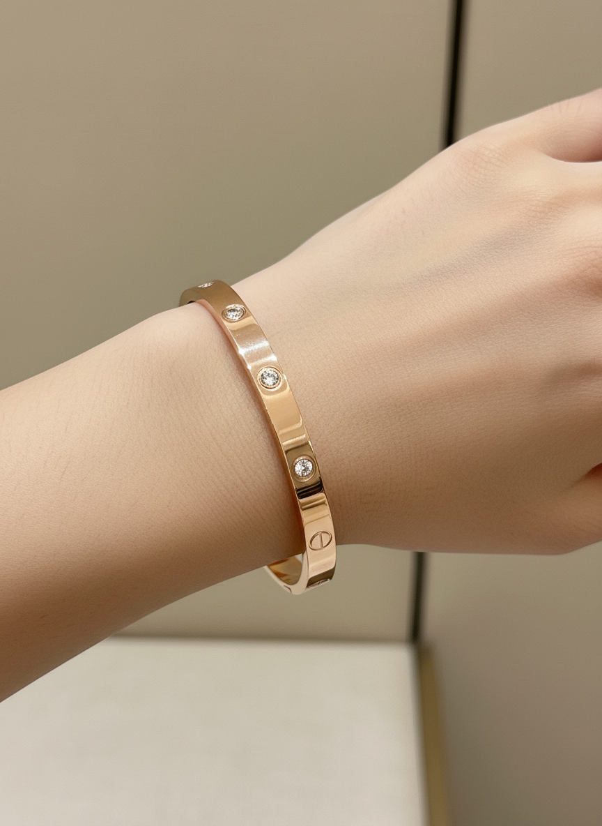 Warm Rose Gold Diamond Cuff