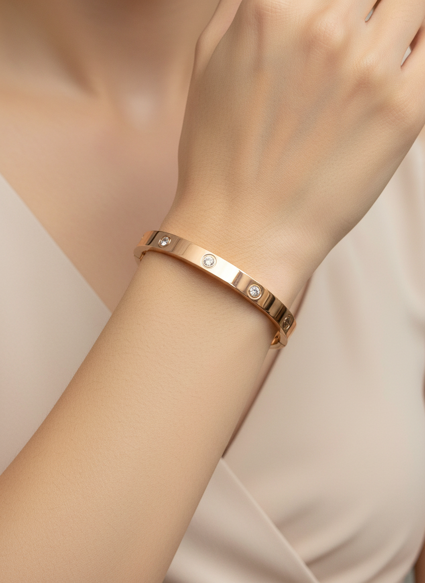 Warm Rose Gold Diamond Cuff