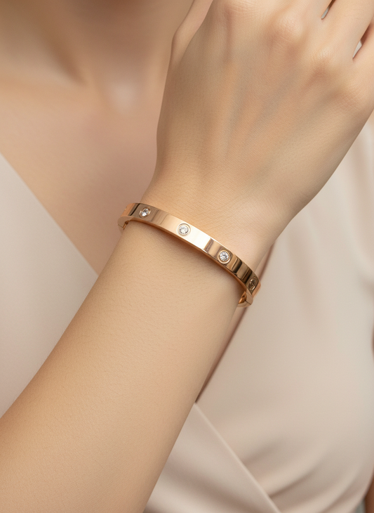 Warm Rose Gold Diamond Cuff