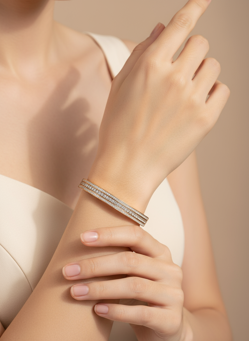 Triple Sparkle Rose Gold Bangle