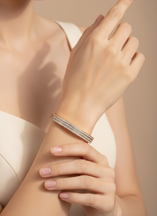 Triple Sparkle Rose Gold Bangle