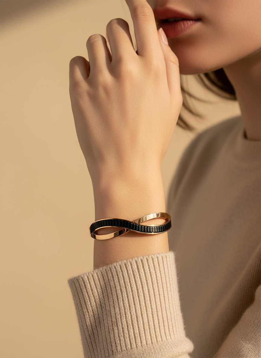 Black Infinity Rose Gold Bangle
