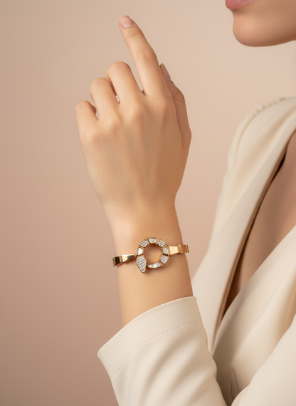 Serpent Head MOP Rose Gold Bangle