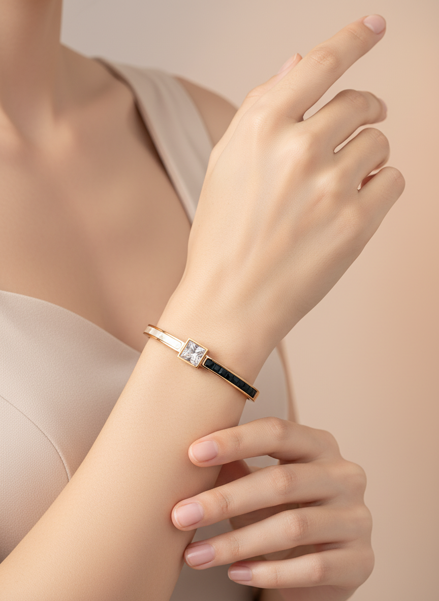 Tricolor Split-Band Bangle-Rose Gold