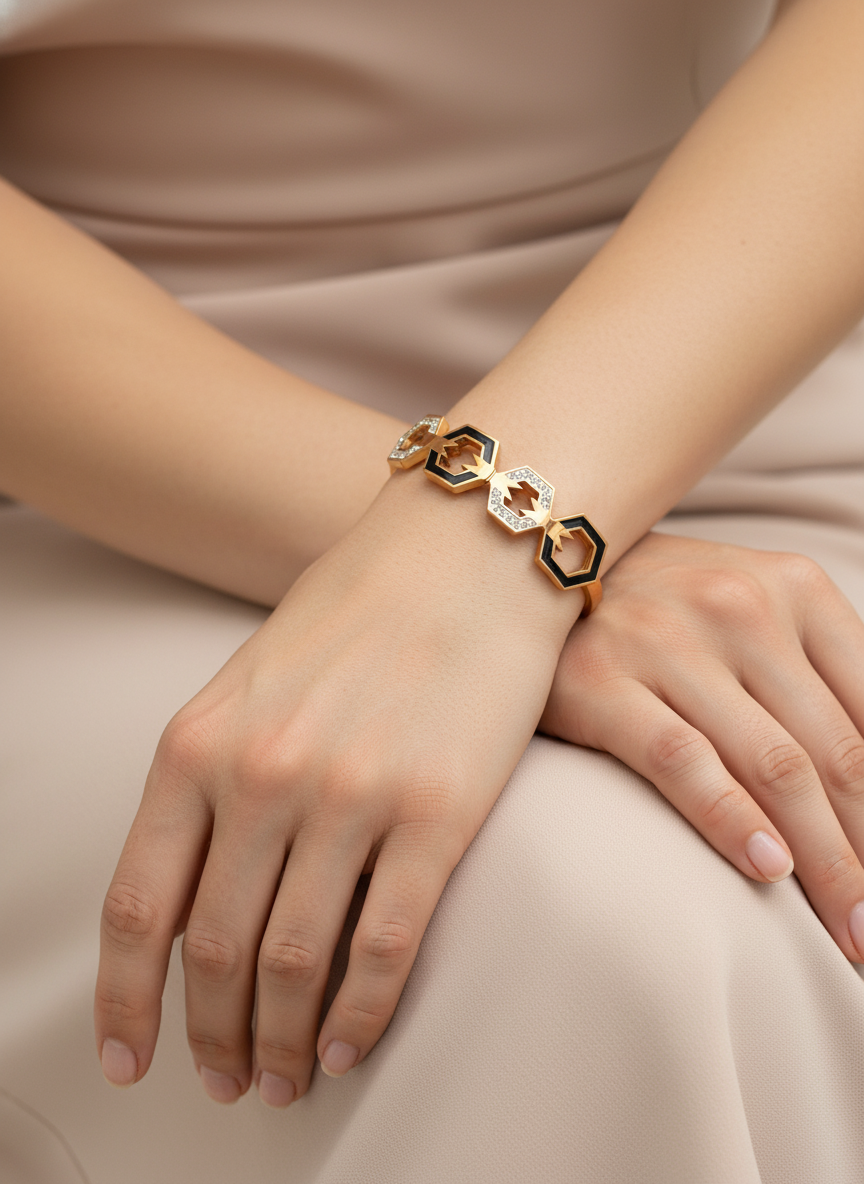 Hex Link Rose Gold Bangle