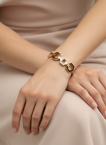 Hex Link Rose Gold Bangle