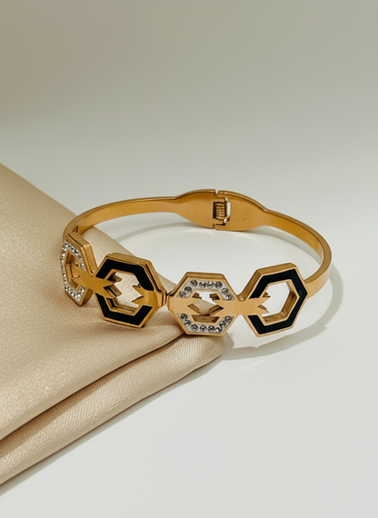 Hex Link Rose Gold Bangle