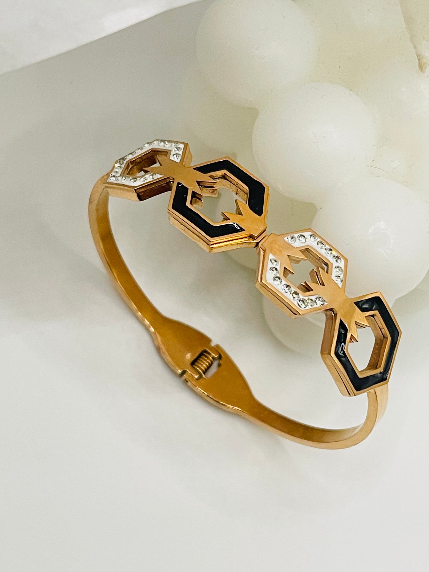 Hex Link Rose Gold Bangle