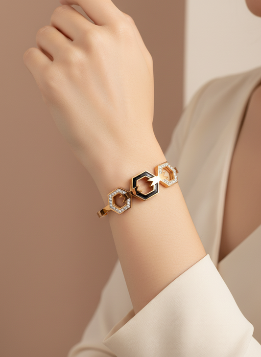 Hex Link Rose Gold Bangle