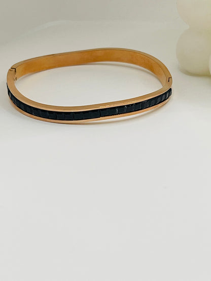Black Channel Rose Gold Bangle