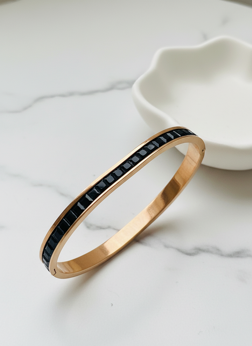 Black Channel Rose Gold Bangle