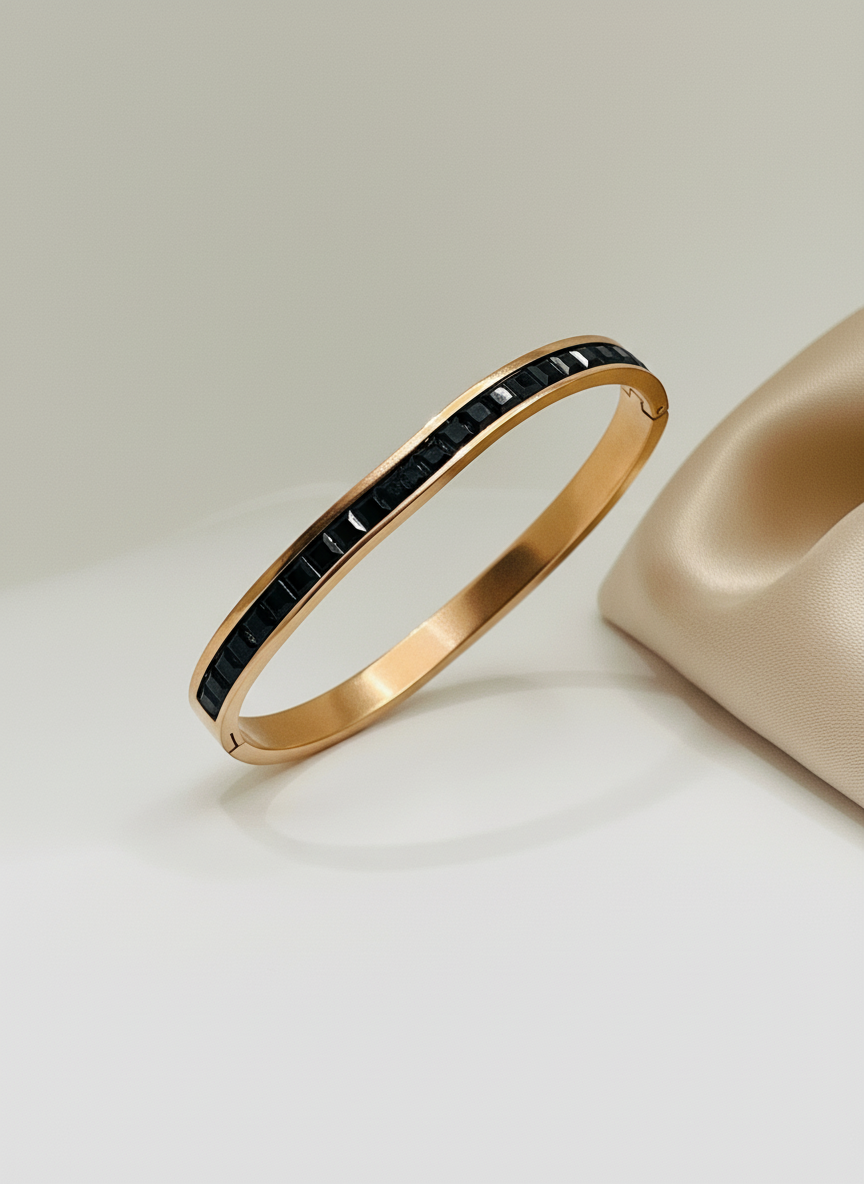 Black Channel Rose Gold Bangle