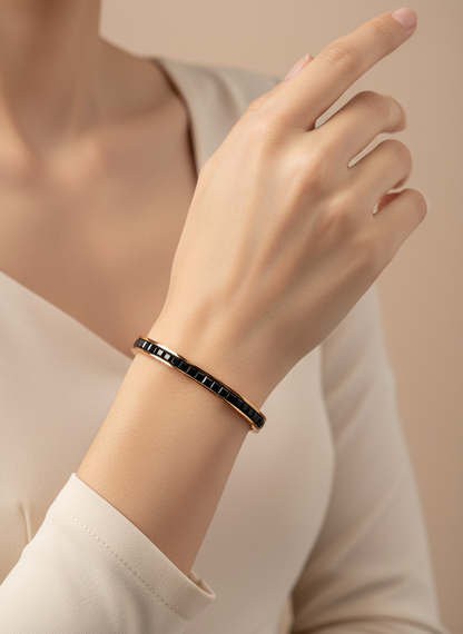 Black Channel Rose Gold Bangle