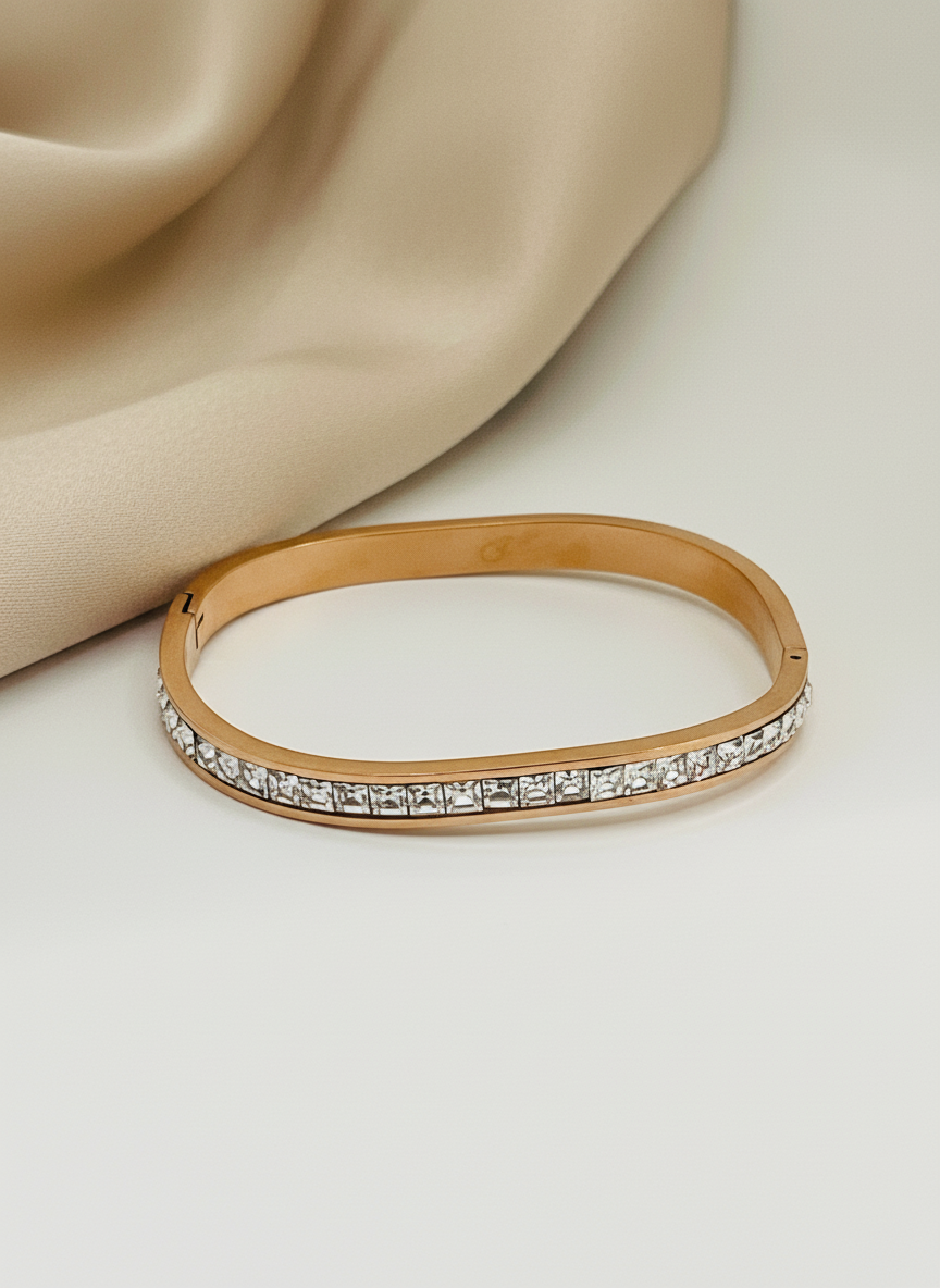 Wavy Crystal Rose Bangle