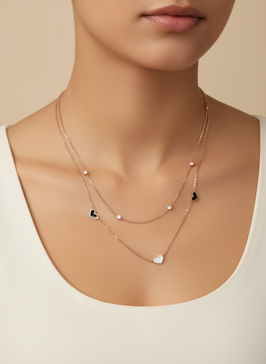 Rose Gold Double Layered Heart