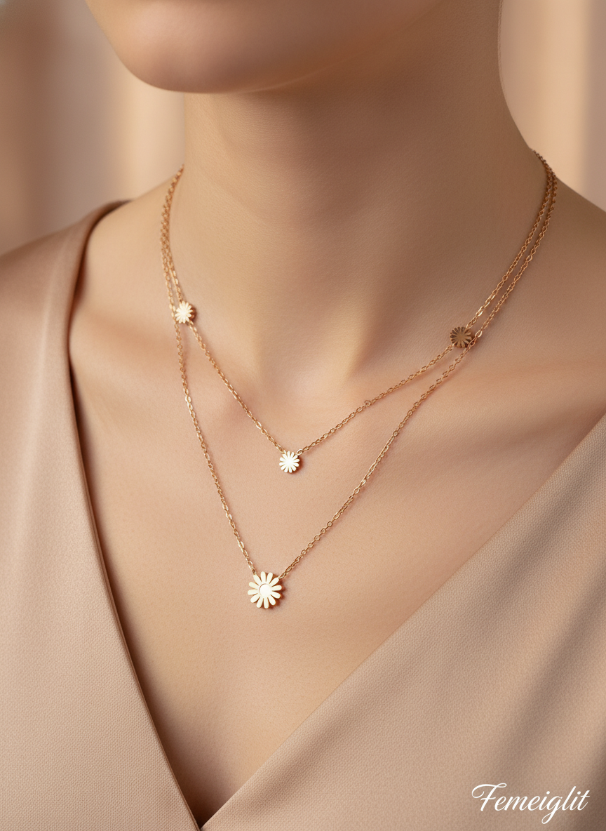 Flower Rose Gold Necklace