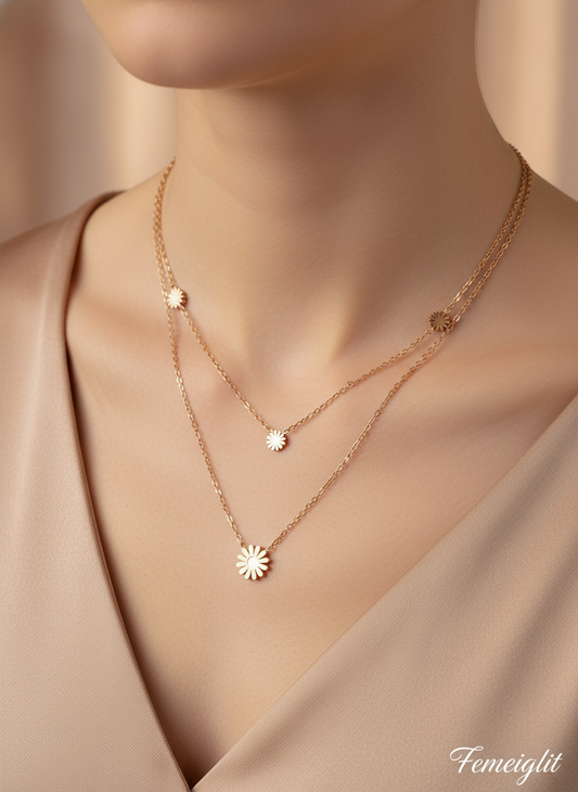 Flower Rose Gold Necklace