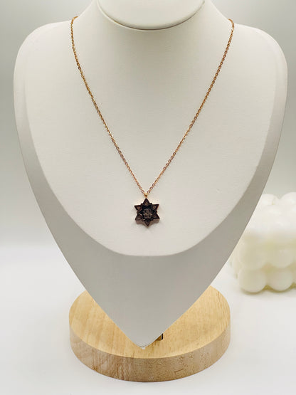 Rose Gold Black Star Pendant Necklace