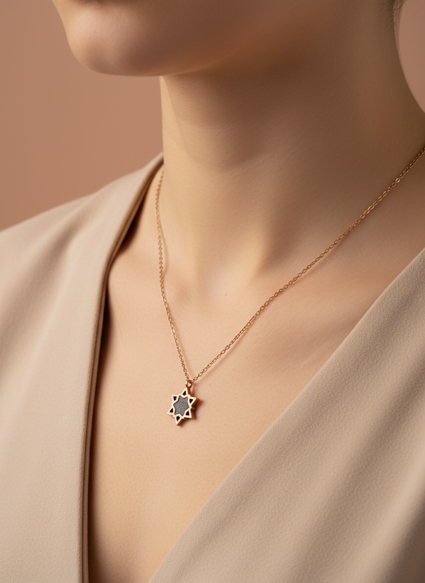 Rose Gold Black Star Pendant Necklace