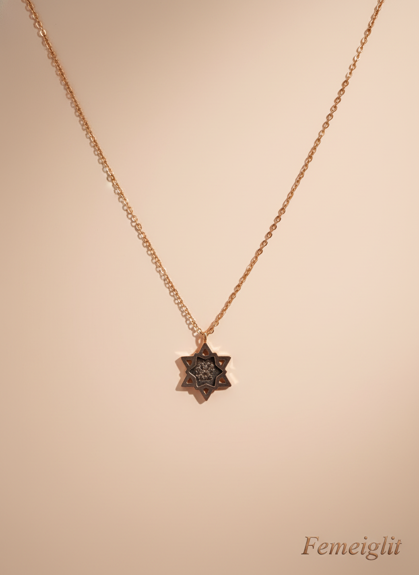 Rose Gold Black Star Pendant Necklace