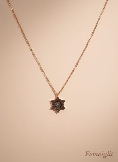 Rose Gold Black Star Pendant Necklace