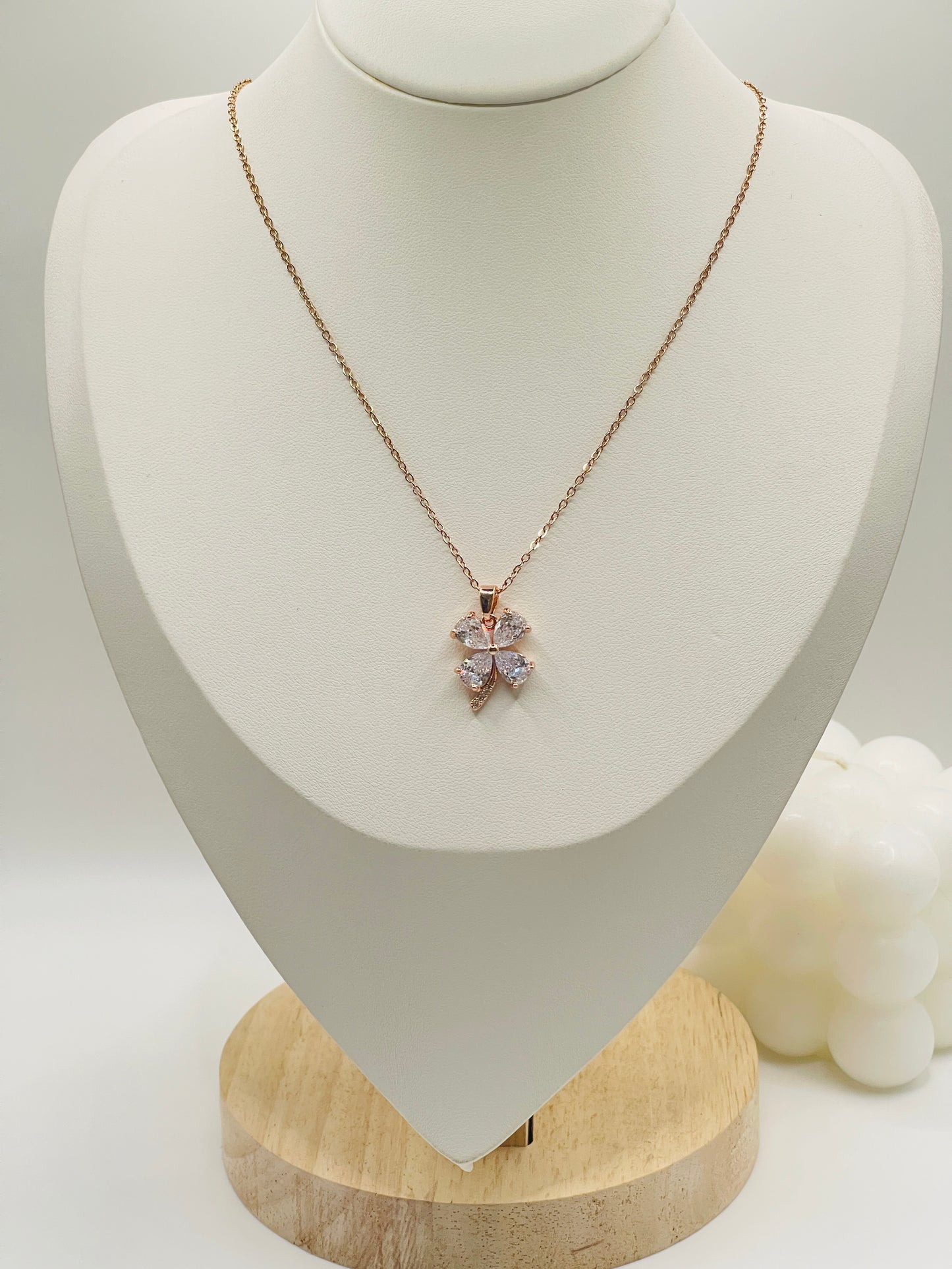 Crystal Charm Rose Gold Necklace