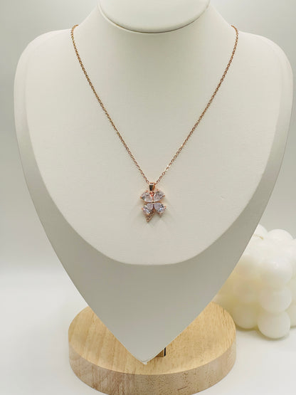 Crystal Charm Rose Gold Necklace