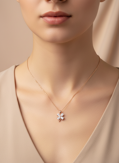 Crystal Charm Rose Gold Necklace