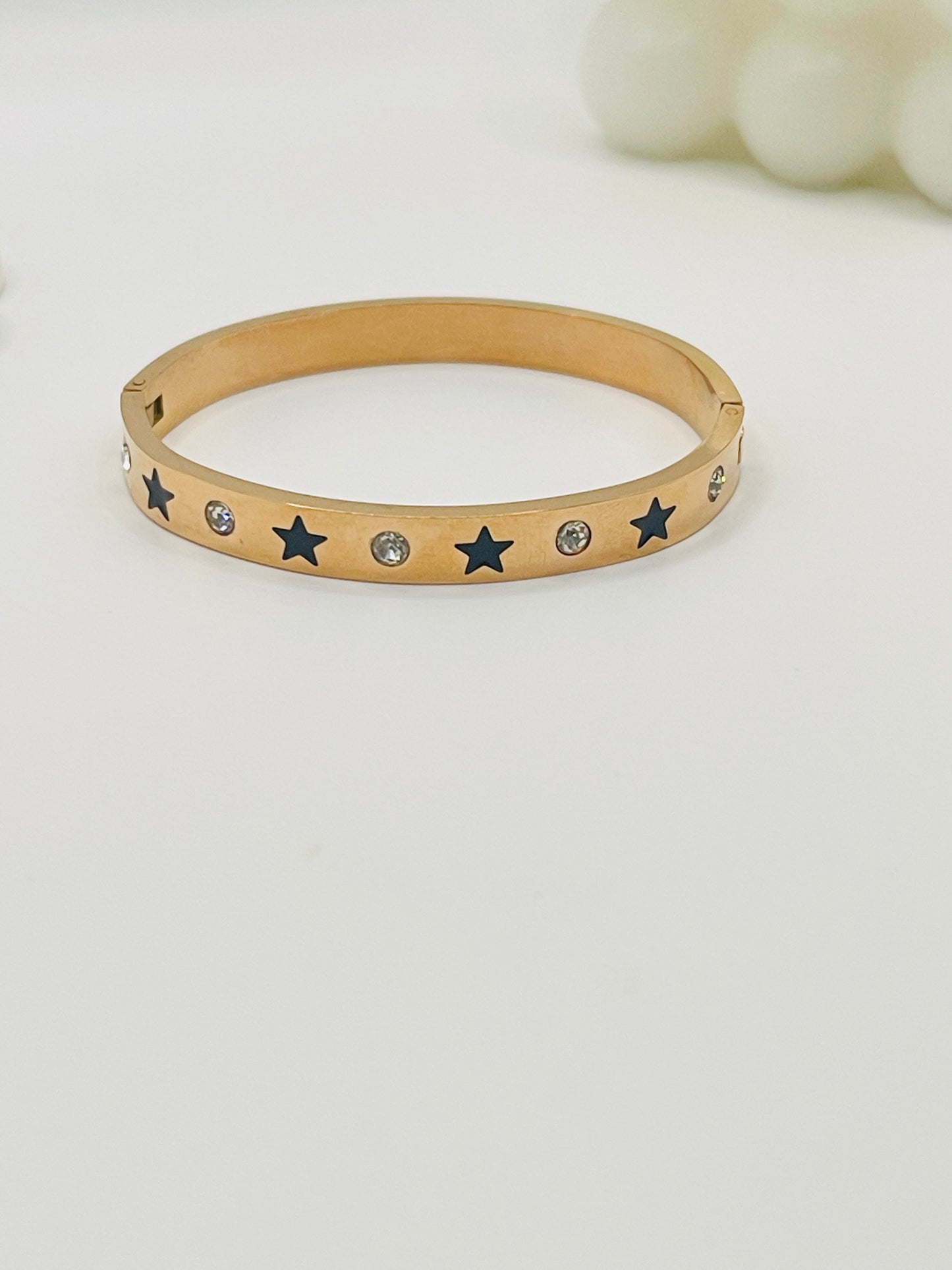 Star & Crystal Rose Gold Kids Bangle