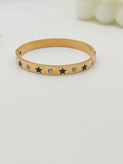 Star & Crystal Rose Gold Kids Bangle