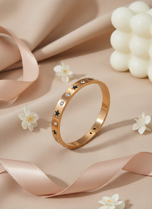 Star & Crystal Rose Gold Kids Bangle