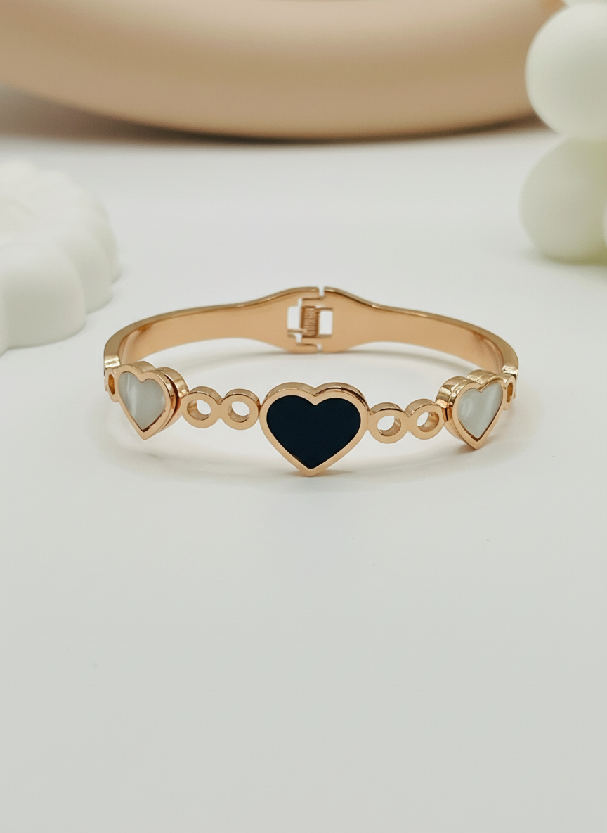 Kids mixed Heart Enamel Rose Gold Bangle